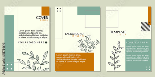 modern and natural cover template with hand drawn leaf elements. abstract background design for presentations, catalogs, brochures