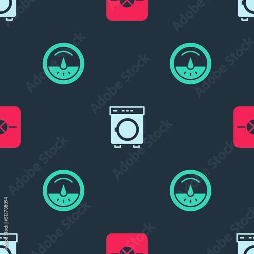 Set Lamp in electronic circuit, Washer and Electric meter on seamless pattern. Vector