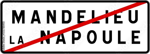 Panneau sortie ville agglomération Mandelieu-la-Napoule / Town exit sign Mandelieu-la-Napoule photo