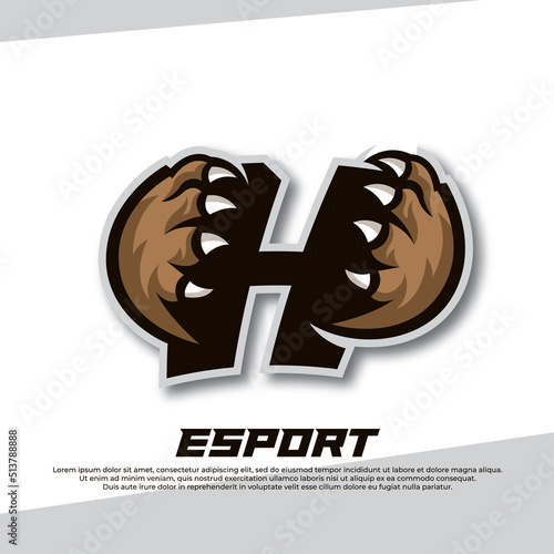 Claw esport logo letter H, Tiger esport logo, Bear claw esport, Fox esport logo, Coyote esport logo