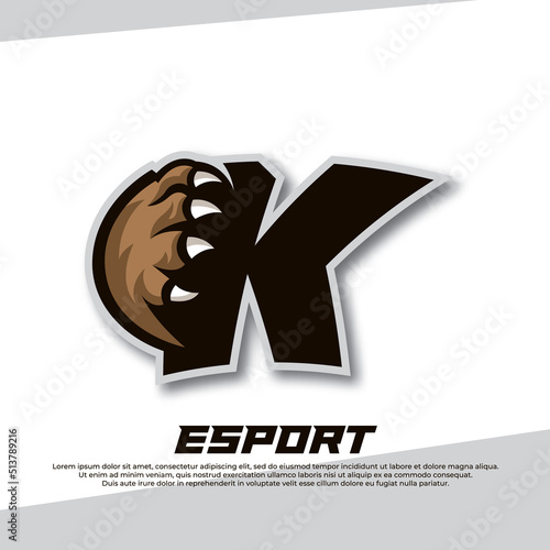 Claw esport logo letter K, Tiger esport logo, Bear claw esport, Fox esport logo, Coyote esport logo