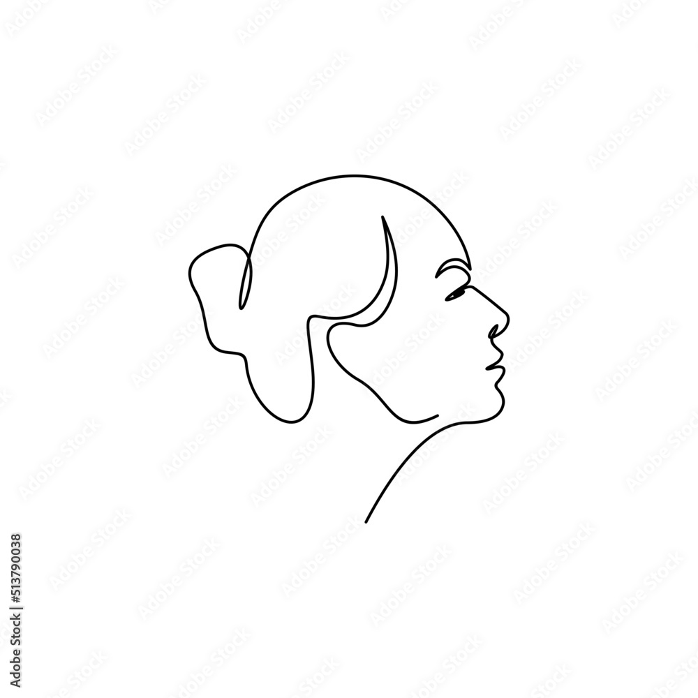 One Continuous Line Drawing of a Woman's Face One Continuous Line Drawing of a Woman's Face