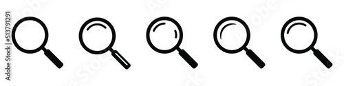 Magnifying glass icon, vector magnifier or loupe sign. Search icon. photo