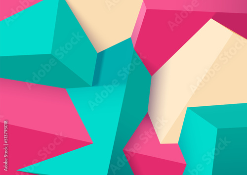 Abstract background with realistic colorful cubes. Trendy 3D background with wall of shapes.