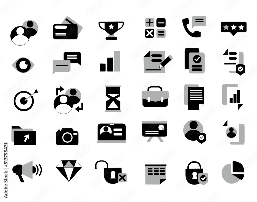 Vector icons set and symbols for business communication and web trade. Black icons for mobile app. Design pack for user experience Vector icons set and symbols for business communication and web trade. Black icons for mobile app. Design pack for user experience