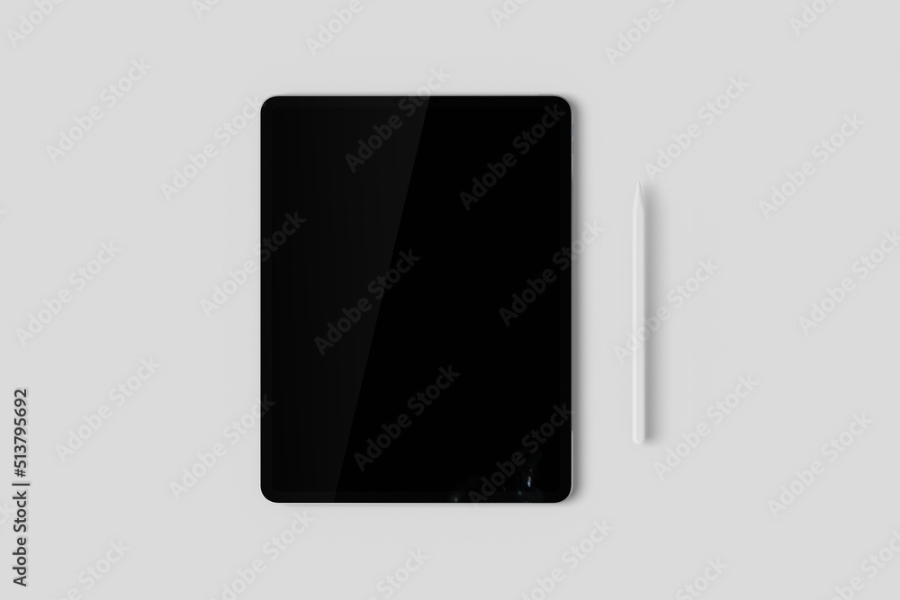 Tablet mockup on minimal background. Modern tablet display mockup scene