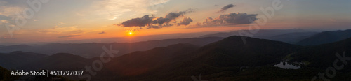 Panorama of the Blue Ridge Mountains at sunset