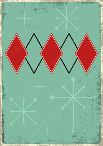 Mid Century Modern Abstract Grunge Background. 1950s Vintage Style Illustration