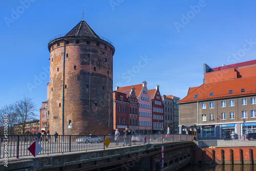 Swan Tower in Old Town in Gdansk, Poland