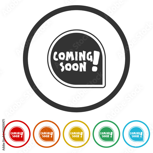 Coming Soon icons in color circle buttons © sljubisa