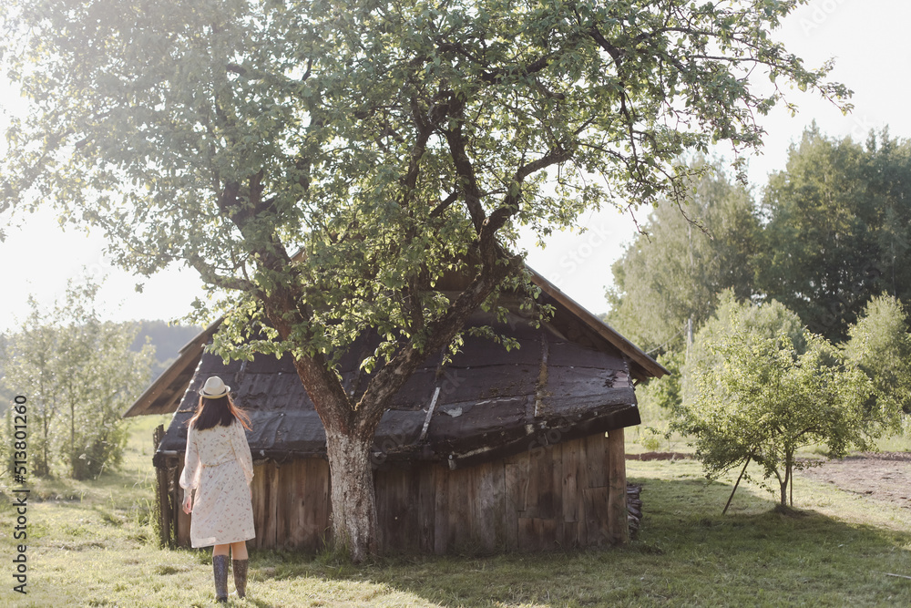 romantic portrait of a young woman in straw hat and beautiful dress in the countryside in summer romantic portrait of a young woman in straw hat and beautiful dress in the countryside in summer