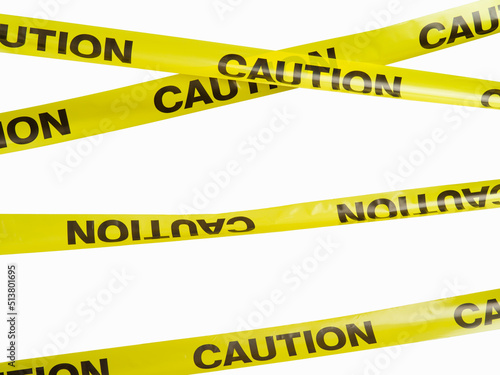 Carefully! Set of yellow plastic warning tapes with inscription. Abstract warning for police officers, passersby, rescuers under construction objects, criminal cases. Danger vector.