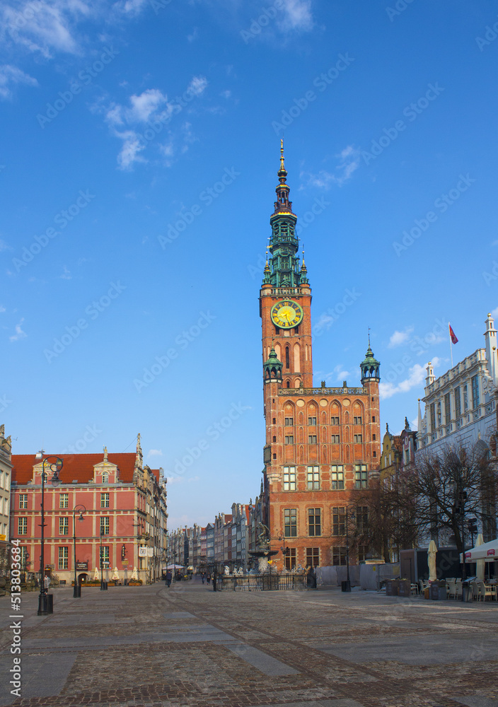 Main Town Hall on Dluga Street in Gdansk, Poland