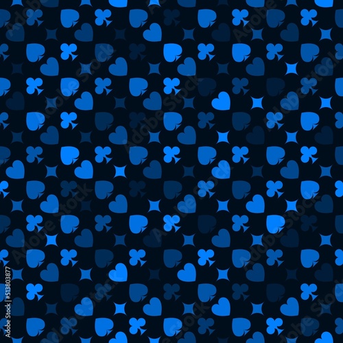 Vector playing cards suits seamless patterns. Backgrounds card suits