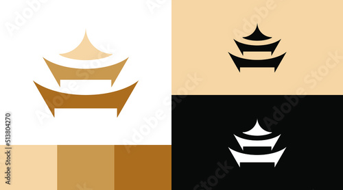 Pagoda Hanok Korean Temple Logo Design Concept