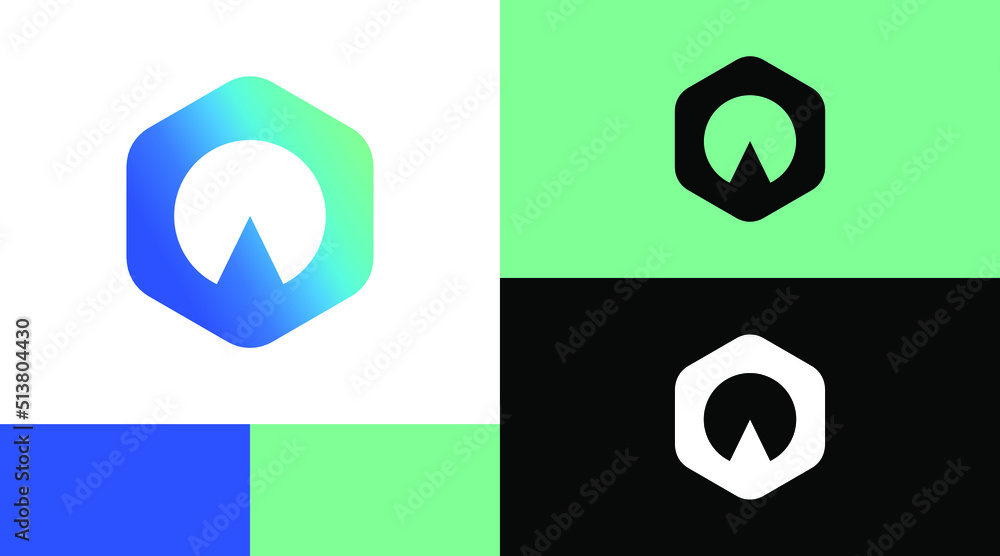 Hexagonal Arrow Triangle Logo Design Concept Hexagonal Arrow Triangle Logo Design Concept
