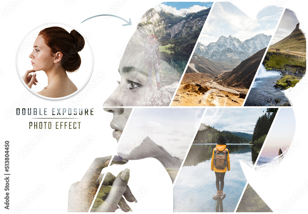 Photo Collage Double Exposure Effect Mockup Stock Template Adobe Stock