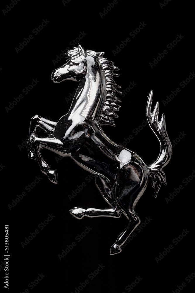 Obraz premium Metal horse on black background..