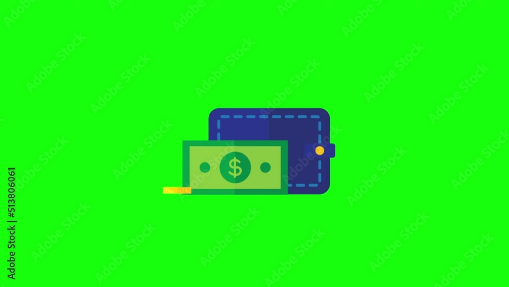 4k video of cartoon dollar design on green background. 4k video of cartoon dollar design on green background.