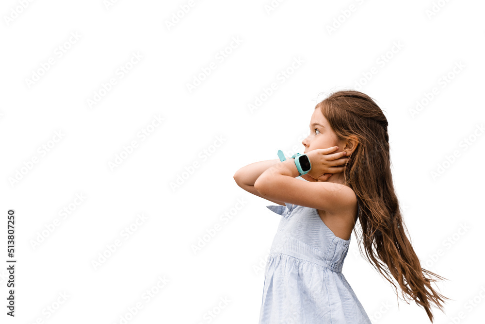 Scared child girl on a white background. Toddler stress and fears. Negative kid emotions. Scared child girl on a white background. Toddler stress and fears. Negative kid emotions.
