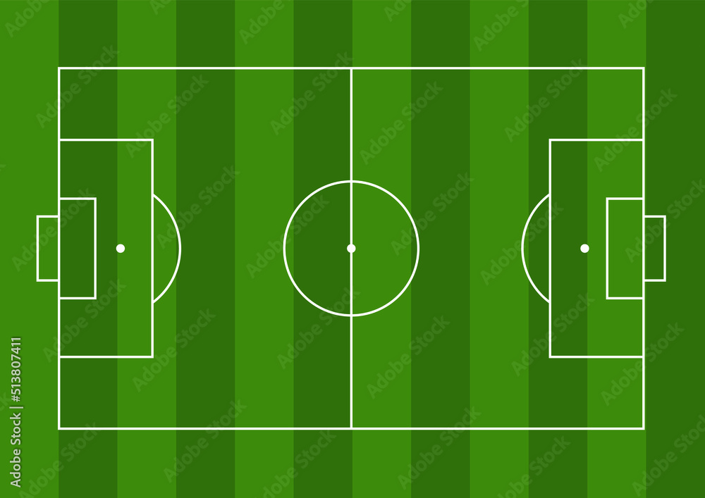 Top view of soccer field or football pitch, Vector illustration. Top view of soccer field or football pitch, Vector illustration.