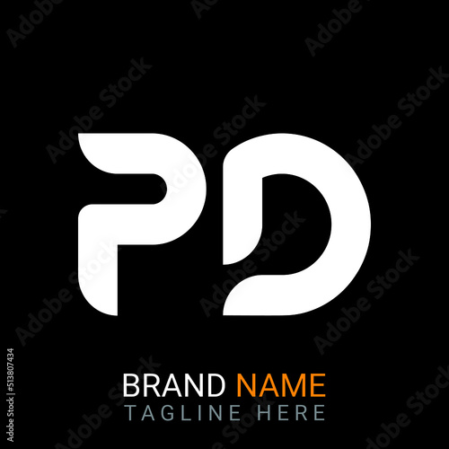 Pd Letter Logo design. black background.