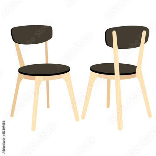 Image of a chair for a cafe or dining room in a flat style on a white background. Modern interior design