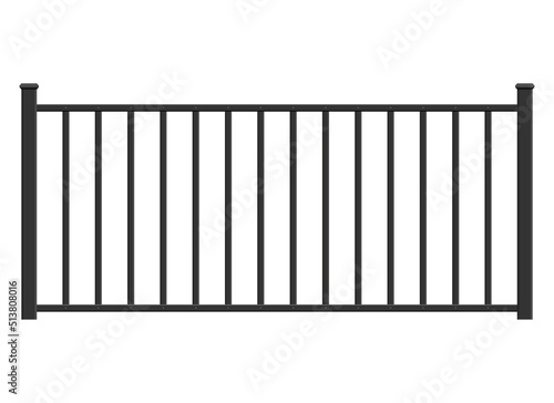 Fotografiet Realistic steel fence vector illustration isolated on white