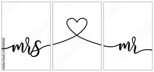 mr and mrs poster design for room wall decoration and wedding card.
