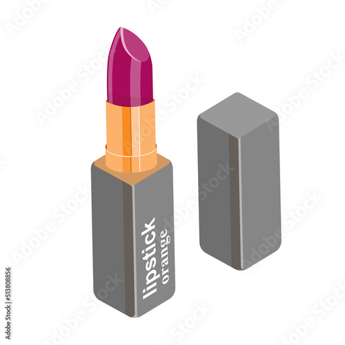 vector Realistic orange lipstick. raspberry color, bright and juicy, stylish packaging