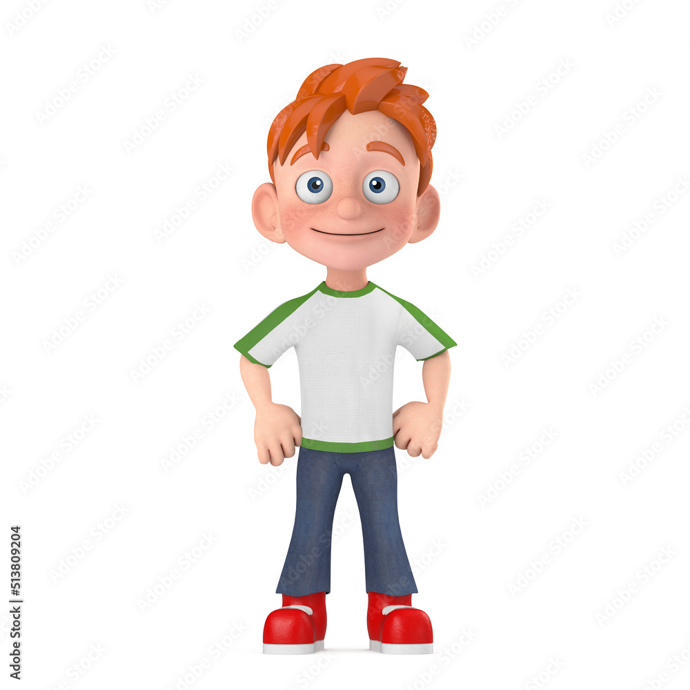 Cartoon Little Boy Teen Person Character Mascot. 3d Rendering Cartoon Little Boy Teen Person Character Mascot. 3d Rendering
