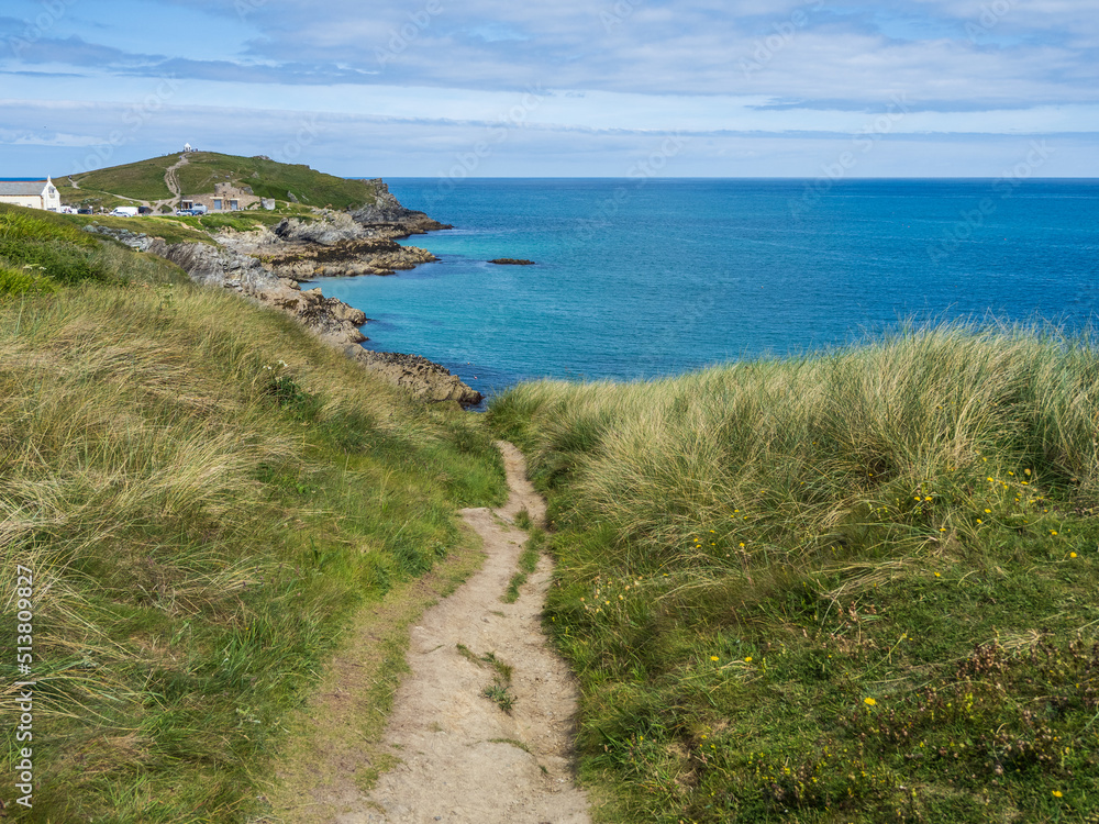 Coast path to Towan Headland at Newquay in Cornwall. Coast path to Towan Headland at Newquay in Cornwall.