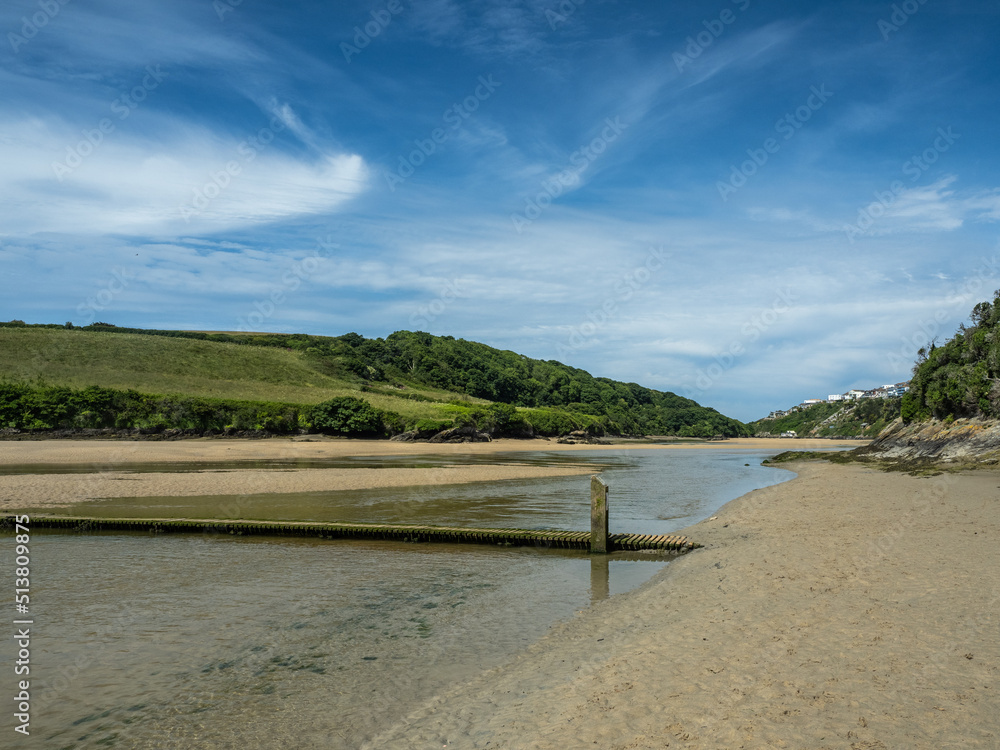 River Gannel Boardwalk linking Pentire and Crantock beach which is only accessible at low tide.
