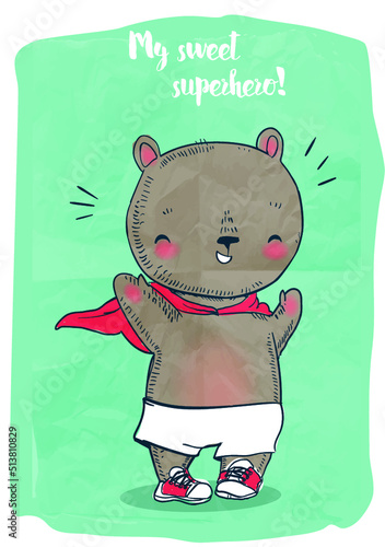 Cute bear-supermen