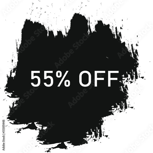 Sale 55 percent banner. Flash offer banner  coupon or poster. Discount chat . Coupon offer icon. Offer 55 percent promo banner. Retail marketing .  pop art. Vector