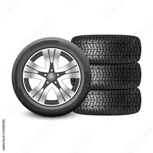 Car tires design isolated on white background, vector illustration