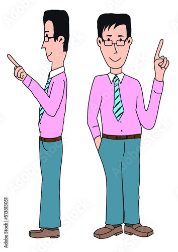 happy man pointing at something