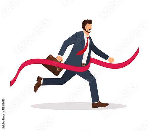 Businessman successful in a finishing line background. Concept business illustration.