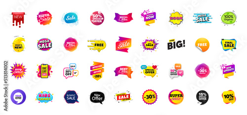 Discount offer tag banners. Price deal sale stickers. Black friday special offer tags. Sale bubble coupon. Promotion discount banner templates design. Promo offer sticker. Flash deal badges. Vector