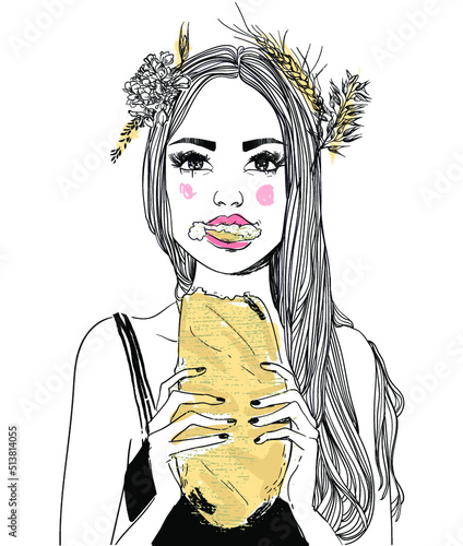 portrait of a woman with baguet
