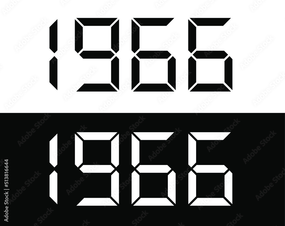 Year 1966 black and white digital numbers font. Year 1966 black and white digital numbers font.