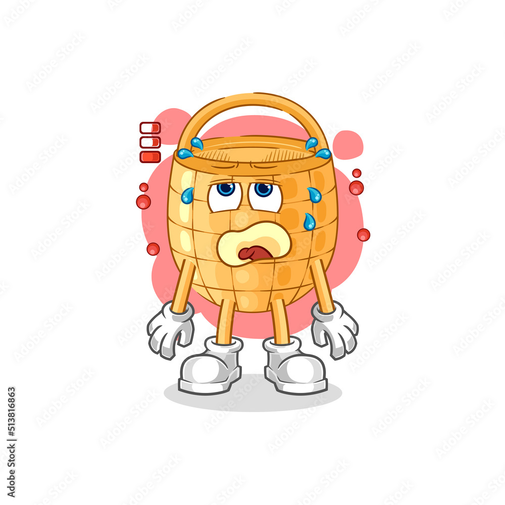 basket low battery mascot. cartoon vector basket low battery mascot. cartoon vector