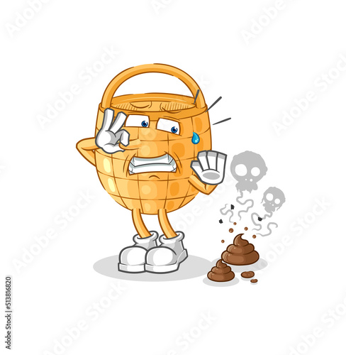 basket with stinky waste illustration. character vector