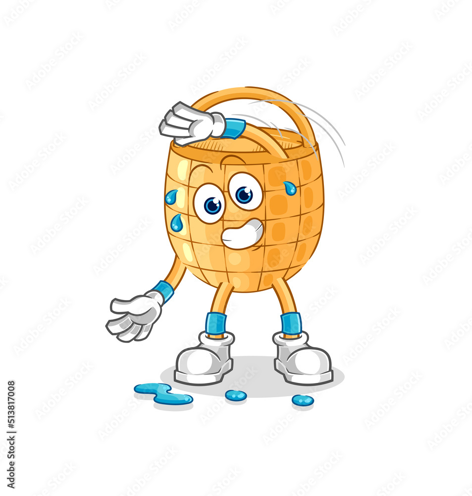 basket stretching character. cartoon mascot vector