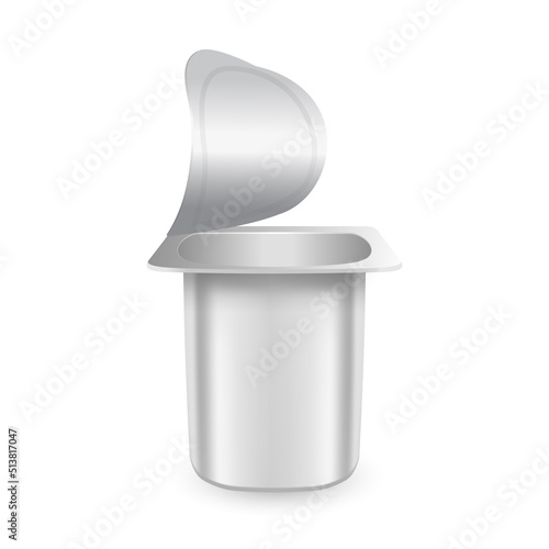 Yogurt in white plastic cup illustation, realistic style, vector format