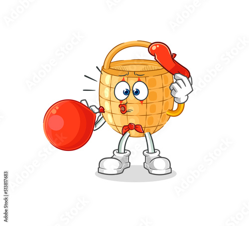 basket pantomime blowing balloon. cartoon mascot vector