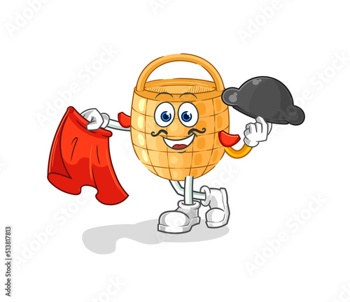 basket matador with red cloth illustration. character vector