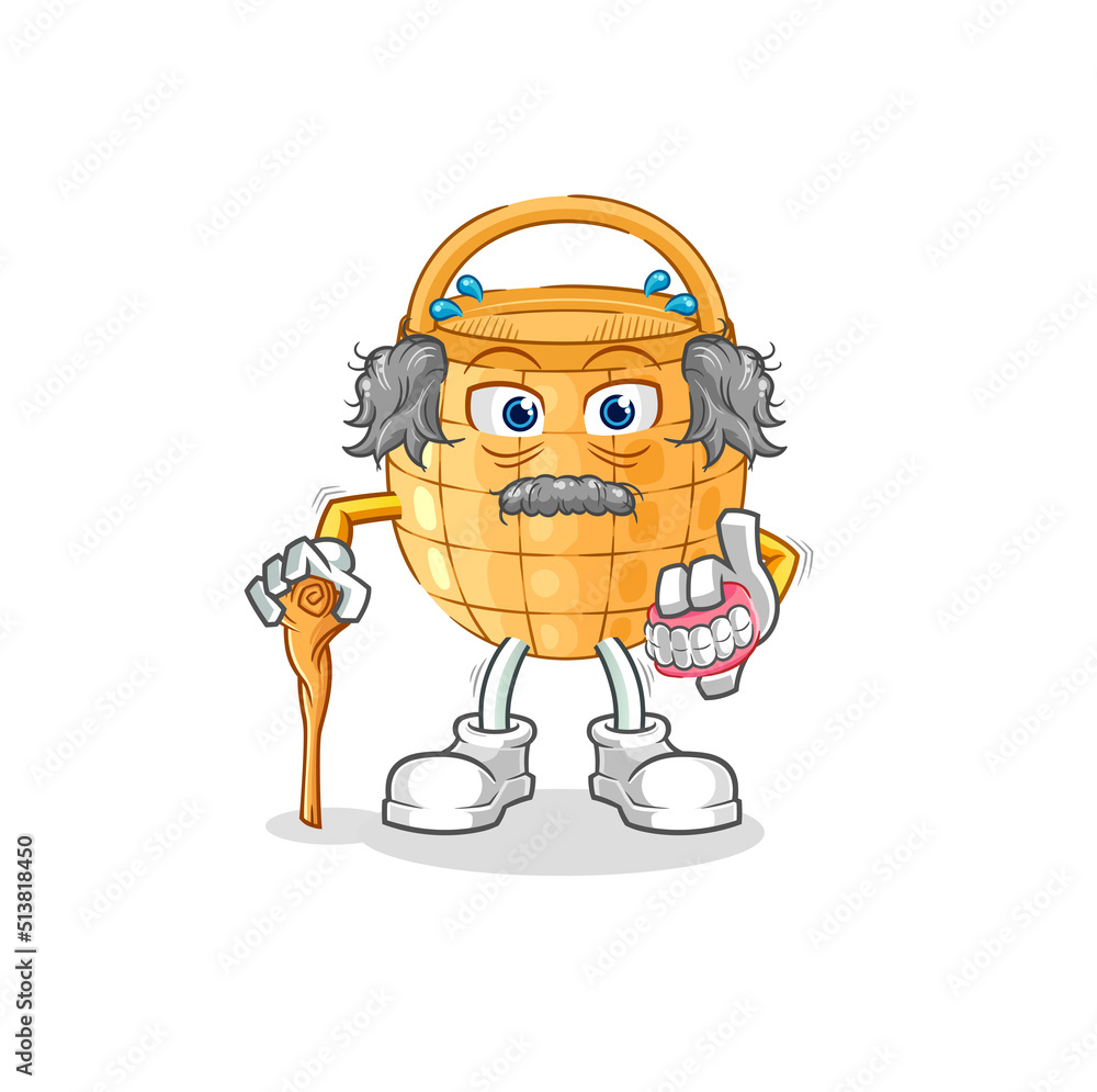 basket white haired old man. character vector