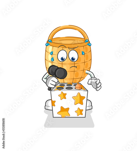 basket play whack a mole mascot. cartoon vector