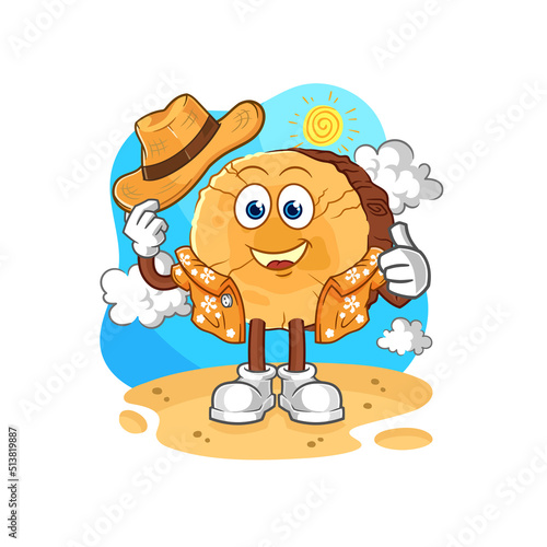 round log go on vacation. cartoon mascot vector